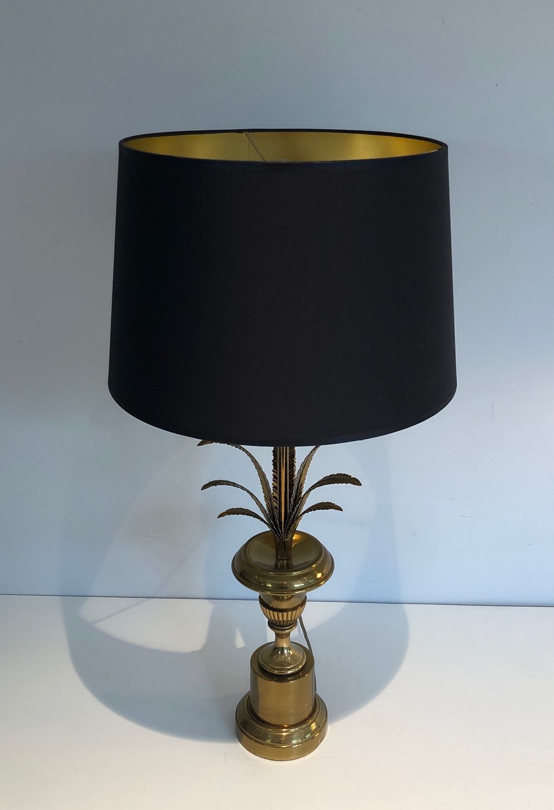 Neoclassical Style Palm Tree Table Lamp In Brass In The Taste Of Maison Charles photo Lighting