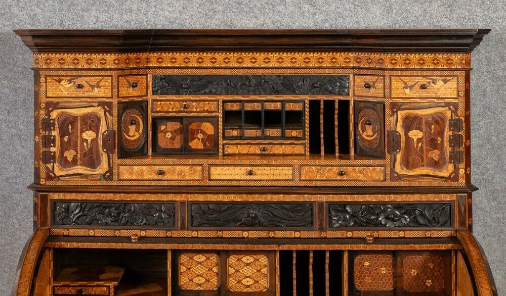 Exhibition Quality Japanese Yosegi Cylinder Desk photo Furniture