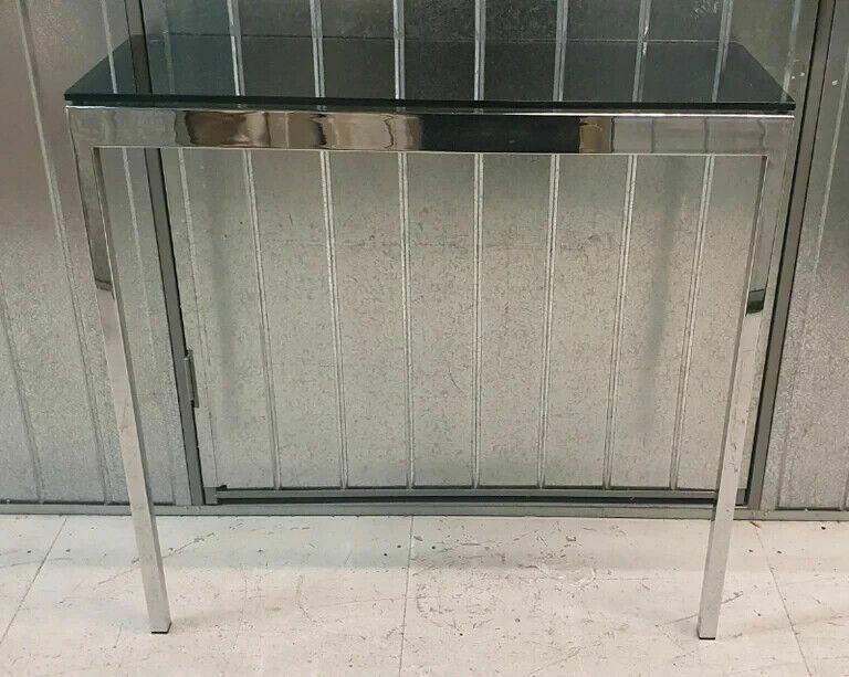 A Set Of 3 Chrome Tinted Glass Tables photo furniture