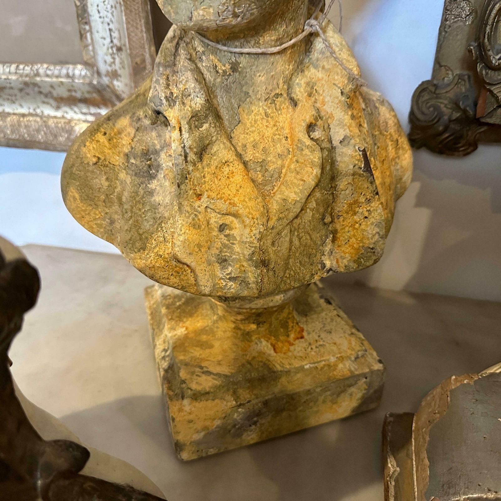 A 1900s Art Nouveau Patinated Wood Italian Bust Of A Young Boy photo 1137.0