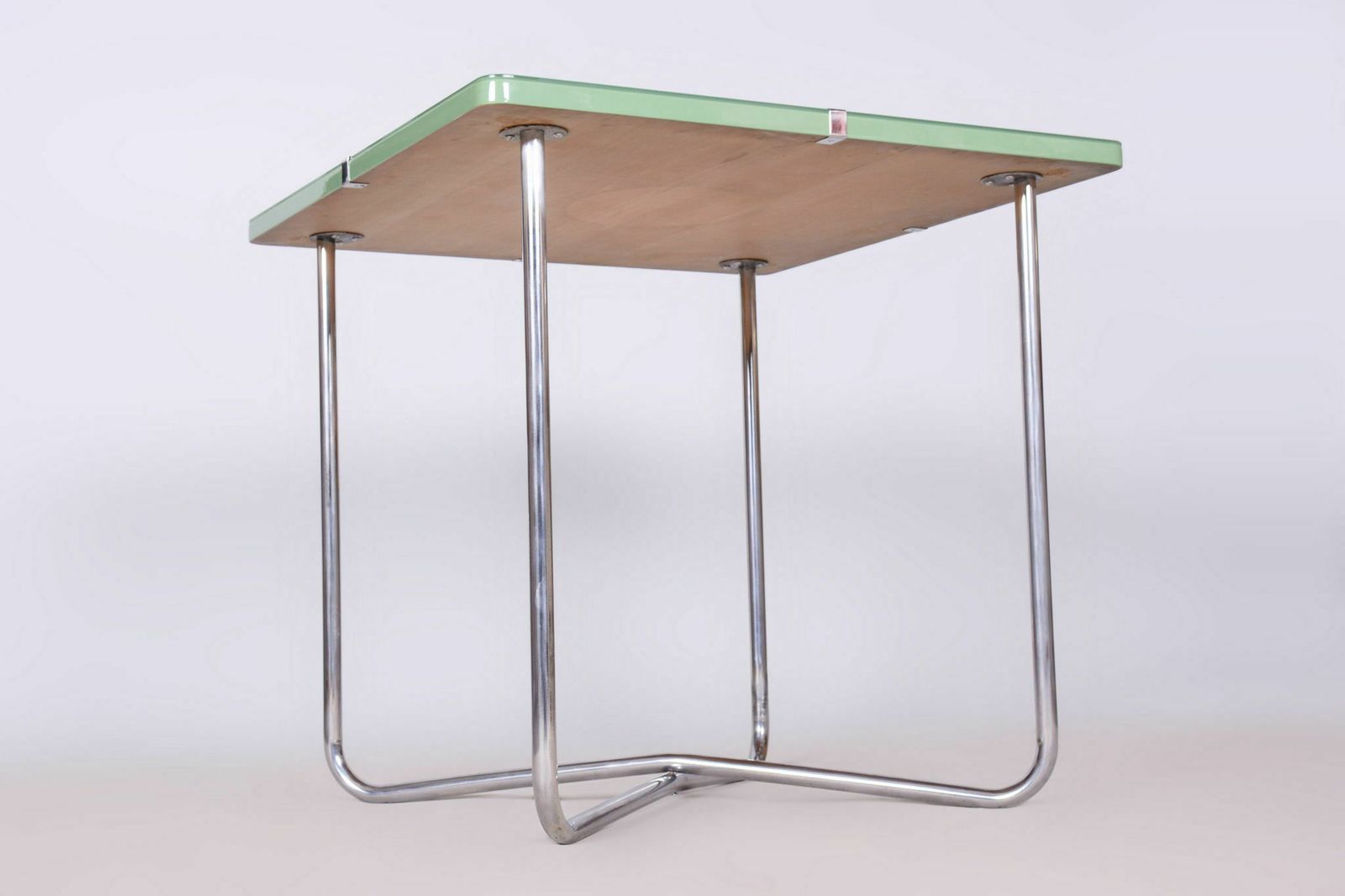 Restored Bauhaus Table, By Hynek Gottwald, Chrome Plated Steel, Czech, 1930s photo vinterior