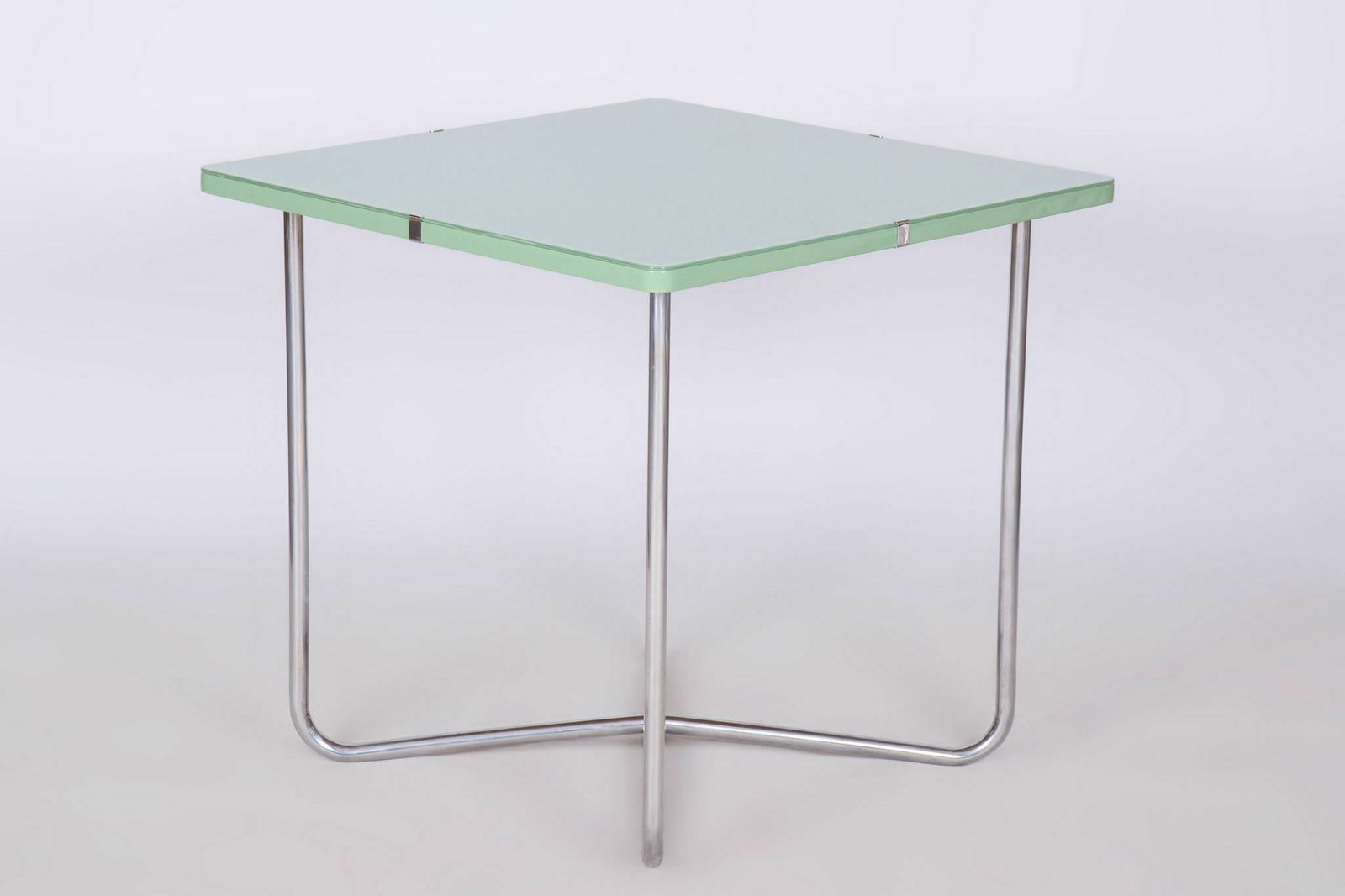 Restored Bauhaus Table, By Hynek Gottwald, Chrome Plated Steel, Czech, 1930s photo vintage