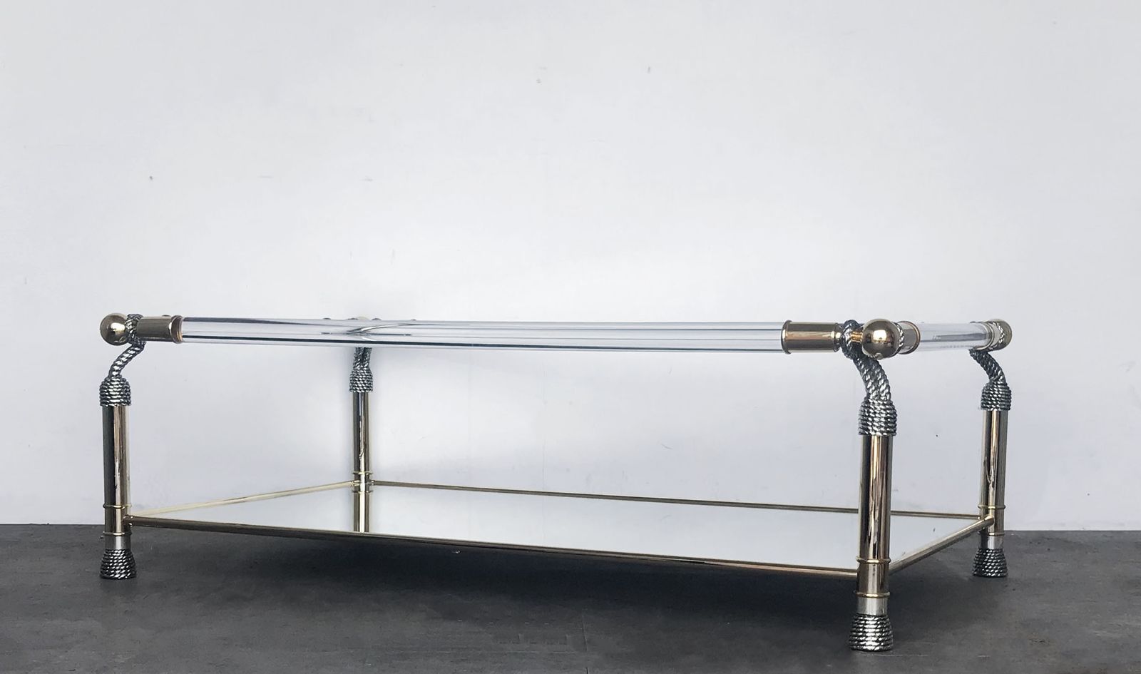 Furniture Rare 'Meubles Curvasa' Hollywood Regency Style Sculptural Lucite And Glass Large Rectangular Coffee Table photo