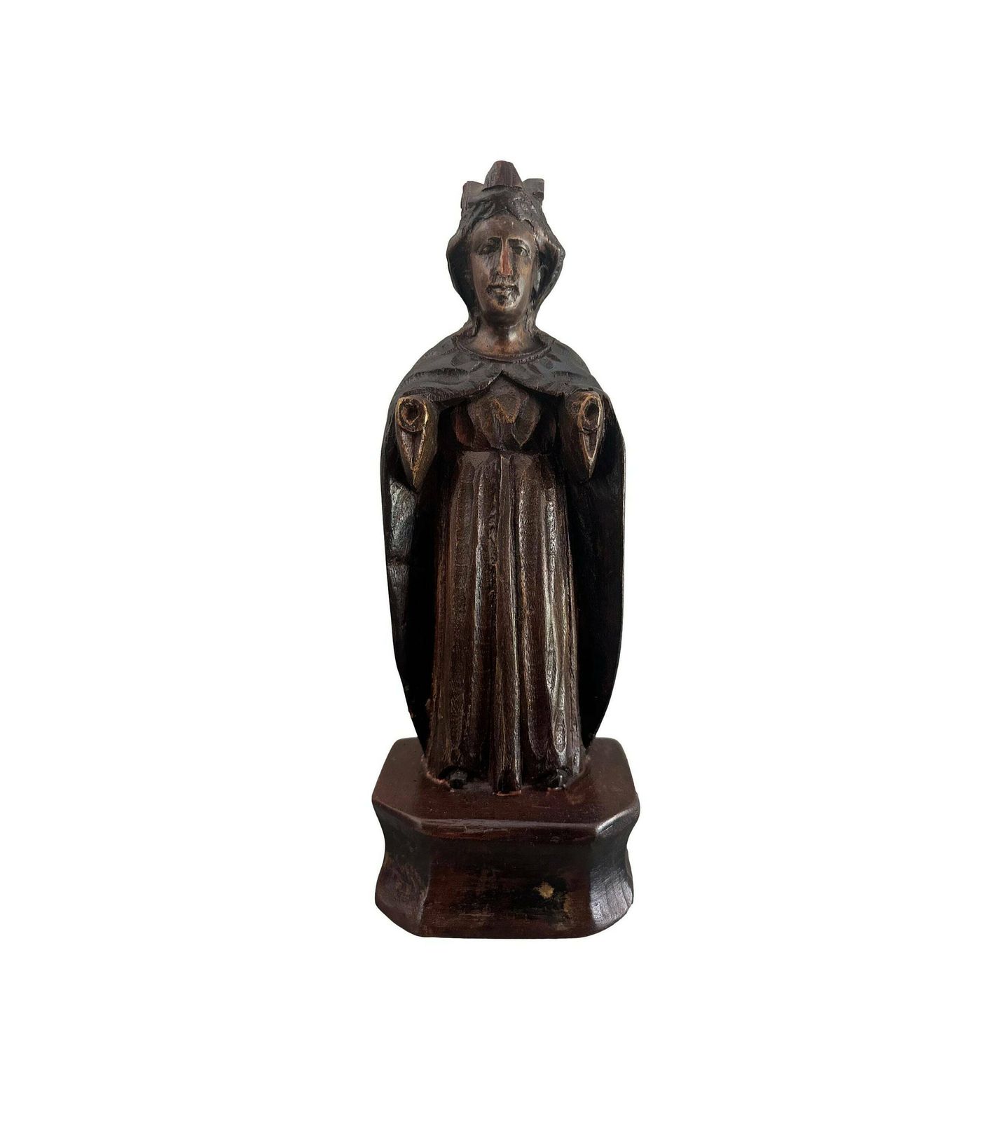 Antique Carved Wood Saint Barbara Wood Statue, French Religious Sculpture Patron Of Armourers, Artillerymen, Military Engineers, Miners