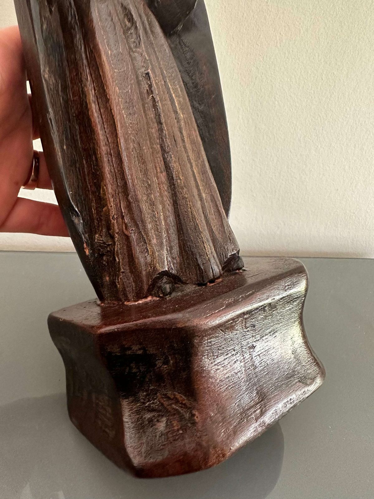 Antique Carved Wood Saint Barbara Wood Statue, French Religious Sculpture Patron Of Armourers, Artillerymen, Military Engineers, Miners photo buy
