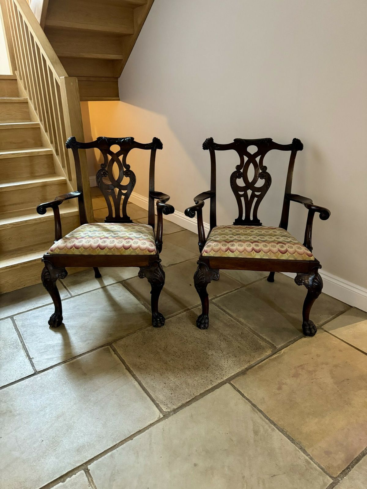 Outstanding Quality Set Of Eight Antique Mahogany Irish Chippendale Style Dining Chairs photo buy