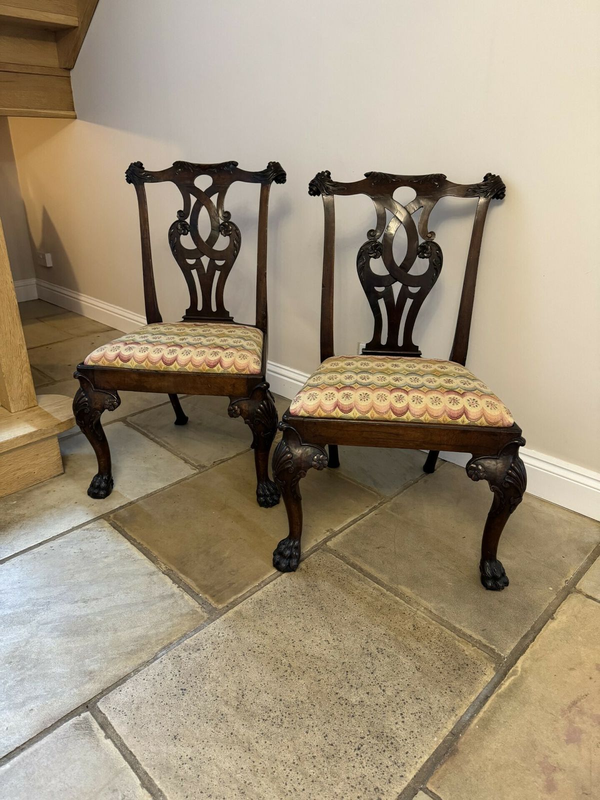 photo for sale Outstanding Quality Set Of Eight Antique Mahogany Irish Chippendale Style Dining Chairs