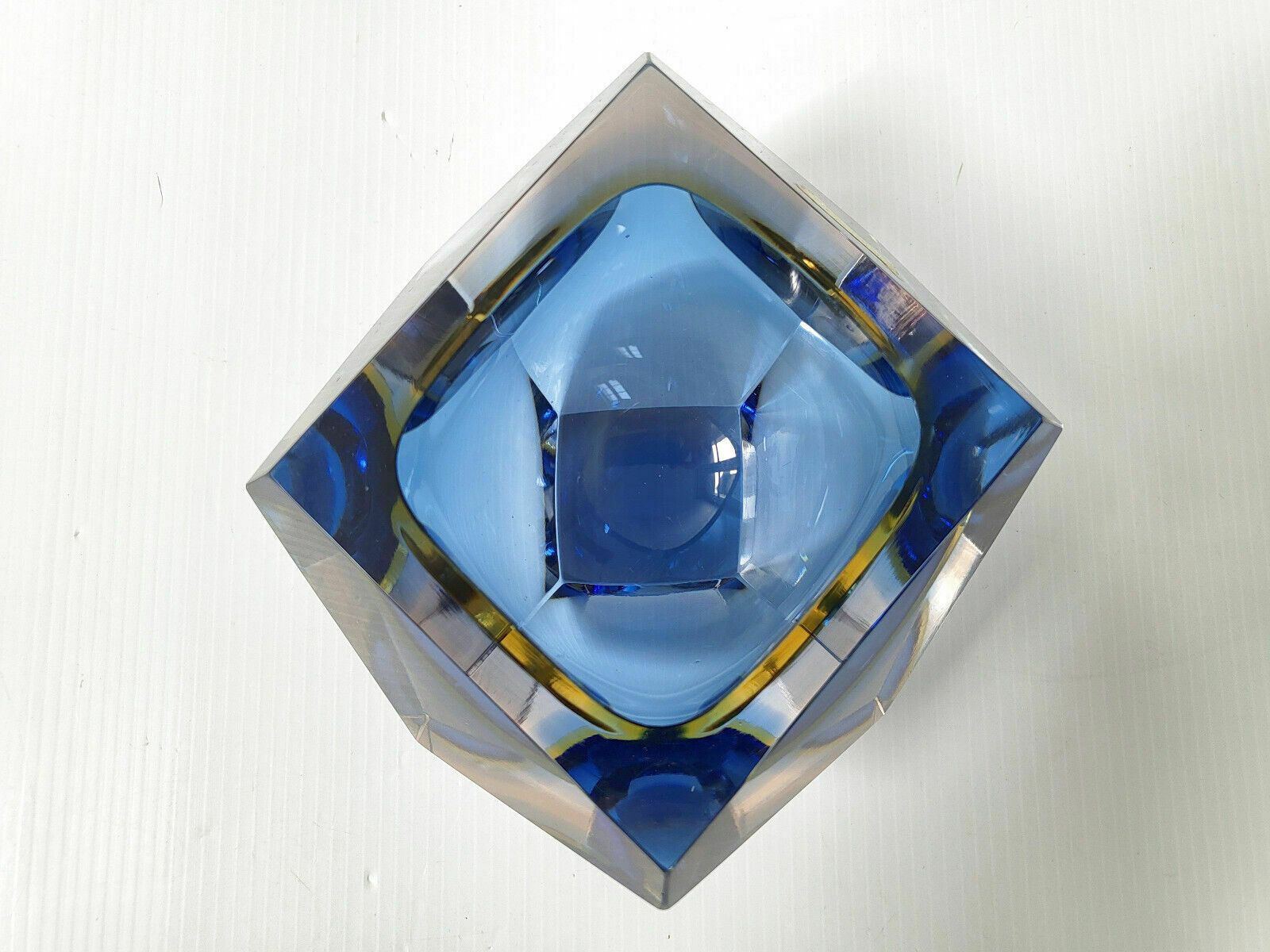 Vintage Italian Tray 1960 Sommerso Murano Blue Glass 60s 1960s Retro photo Home Decor