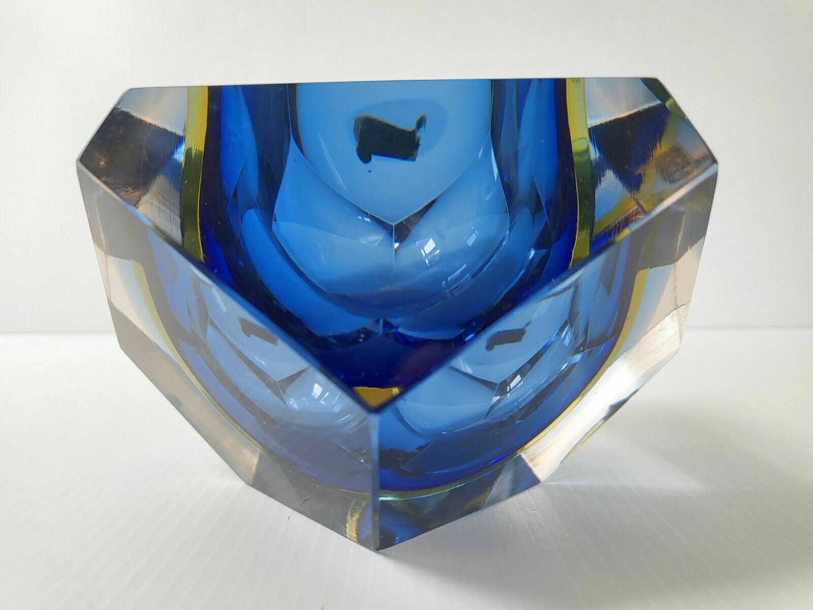 Vintage Italian Tray 1960 Sommerso Murano Blue Glass 60s 1960s Retro photo vinterior