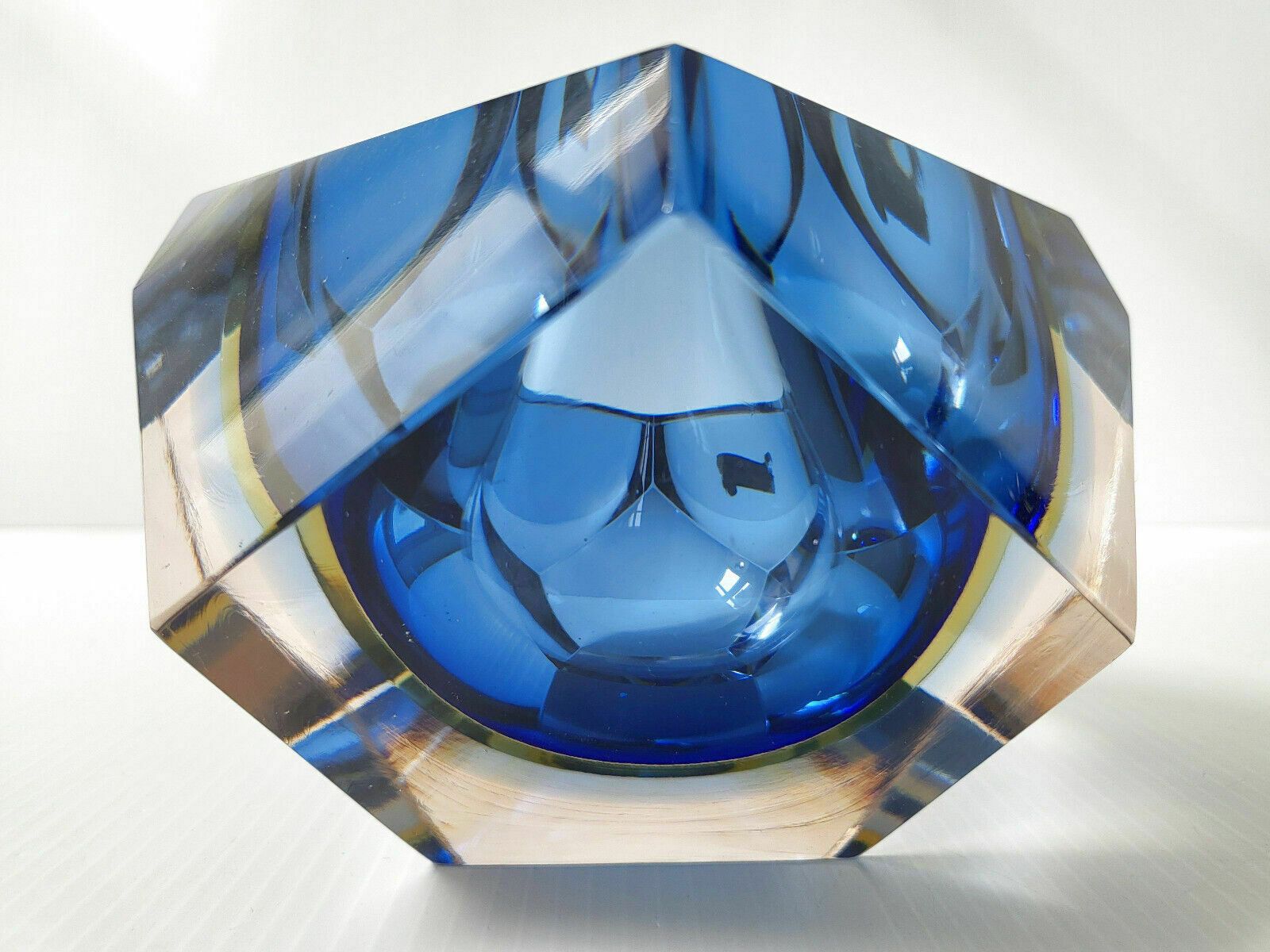 Vintage Italian Tray 1960 Sommerso Murano Blue Glass 60s 1960s Retro photo buy