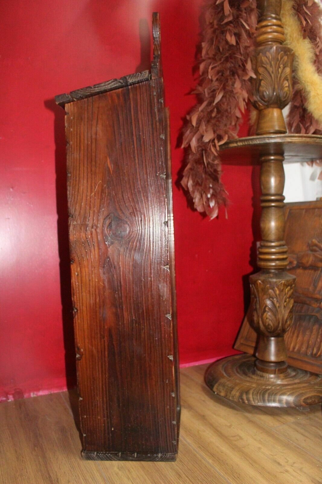 Vintage French Provincial Wall Floor Standing Baguette Box, Huche A Pain photo 77.0