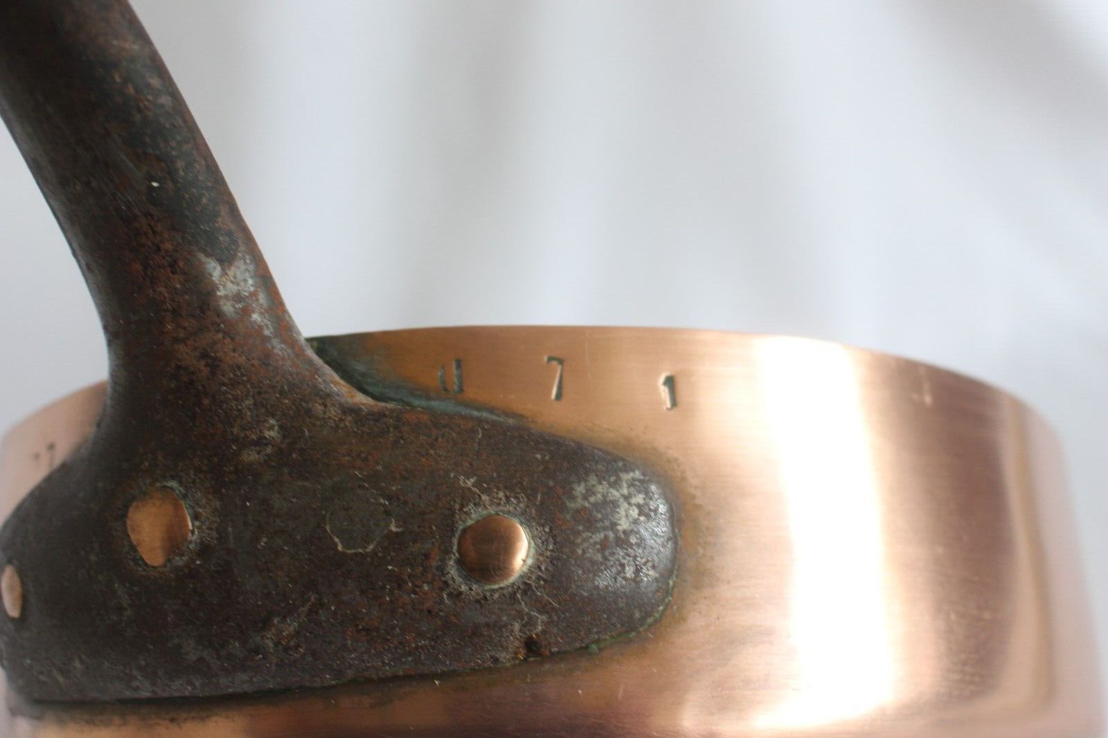 French Professional Rare Find Copper Fry Pan N. 77 Iron Handle 0 7 1 Paris 27x7 photo vinterior