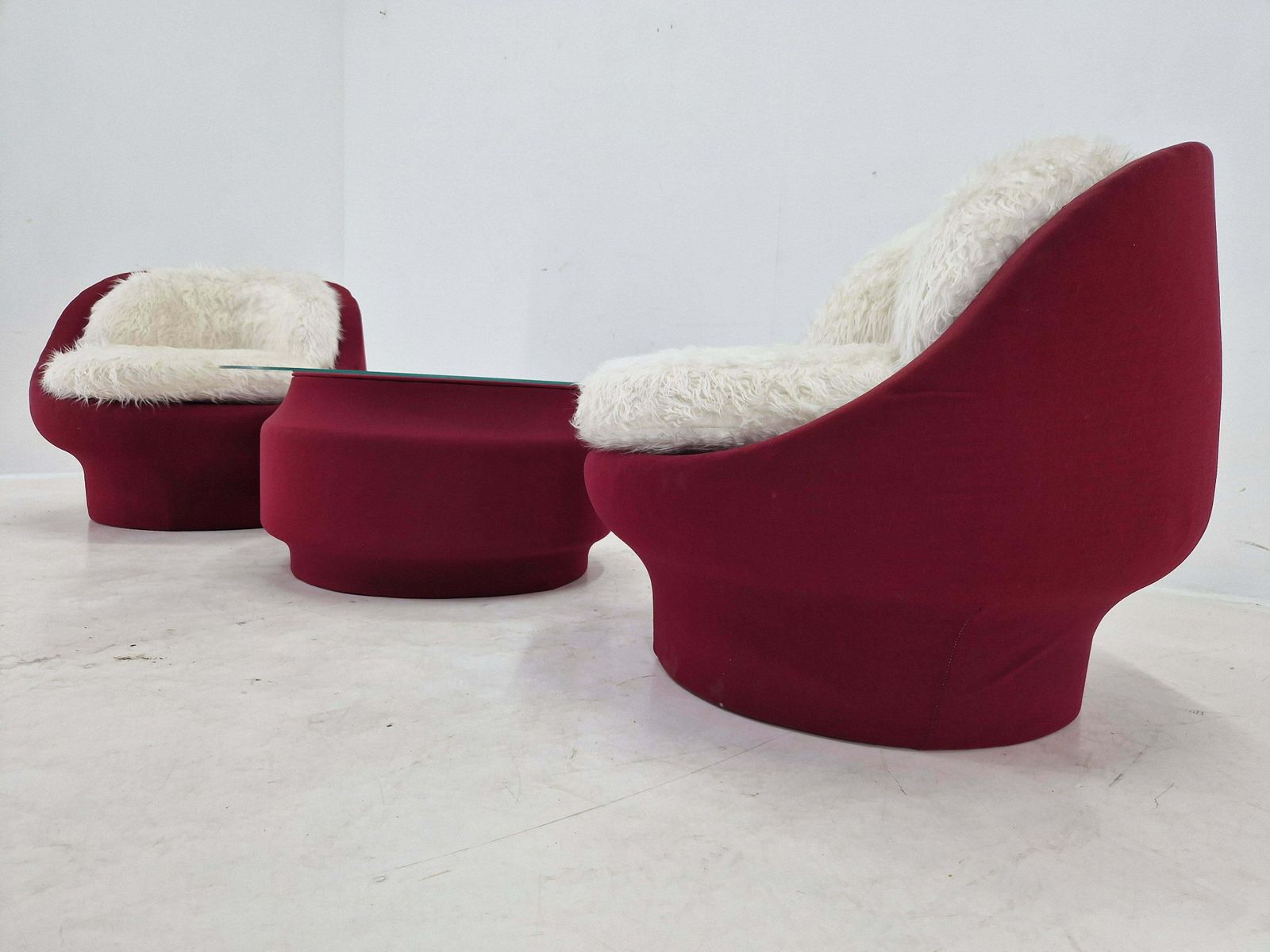 Set Of Two Lounge Or Club Chairs And Coffee Table, France, 1970s photo 1809.0