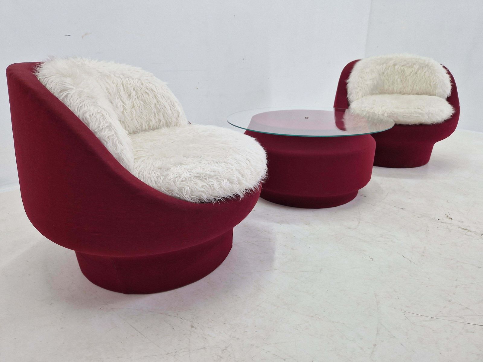 Set Of Two Lounge Or Club Chairs And Coffee Table, France, 1970s photo buy