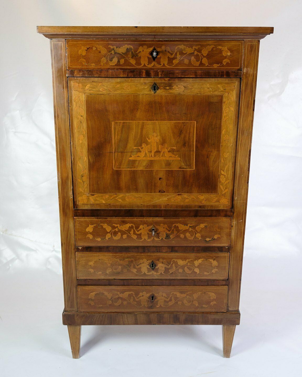 Secretary Empire Style In Hand Polished Mahogany With Intarsia From 1820 photo furniture