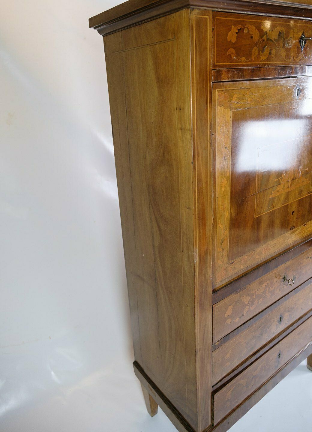 Secretary Empire Style In Hand Polished Mahogany With Intarsia From 1820 photo for sale