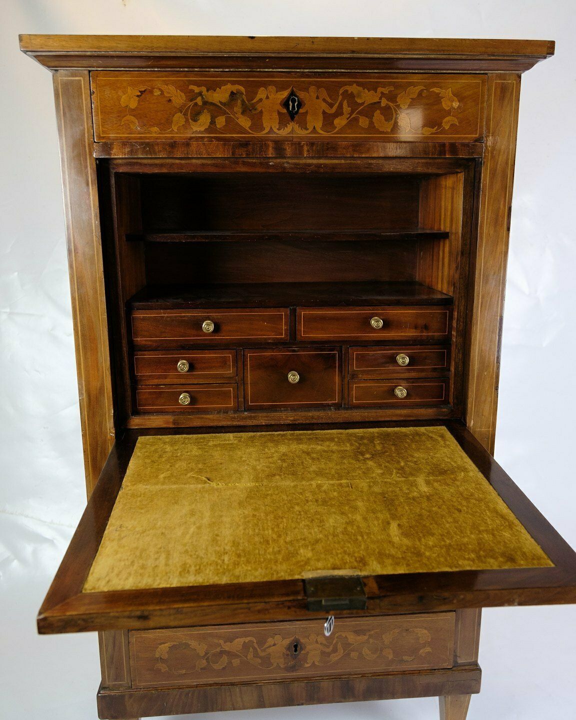 Secretary Empire Style In Hand Polished Mahogany With Intarsia From 1820 photo vinterior