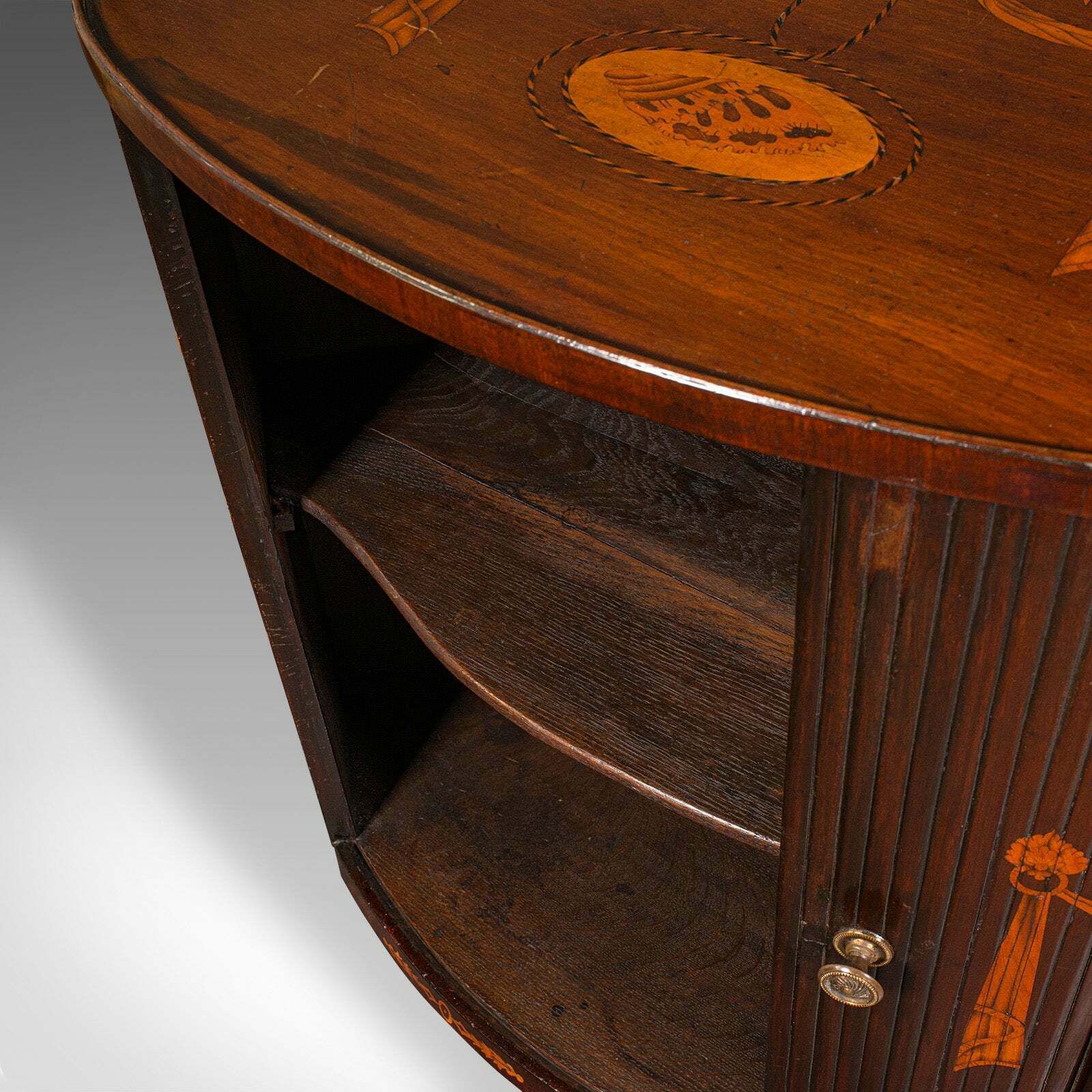 photo furniture Antique Tambour Corner Cabinet, Dutch, Walnut, Cupboard, Georgian, Circa 1800