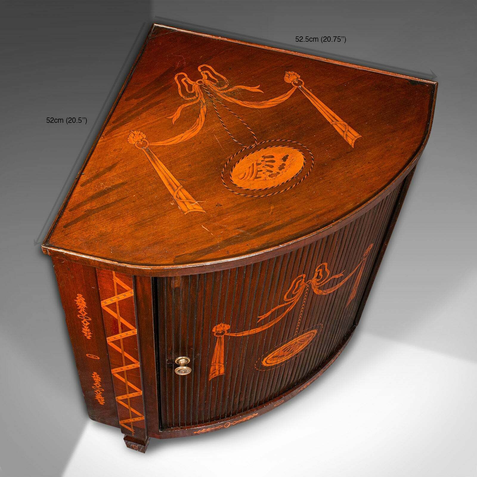 photo for sale Antique Tambour Corner Cabinet, Dutch, Walnut, Cupboard, Georgian, Circa 1800