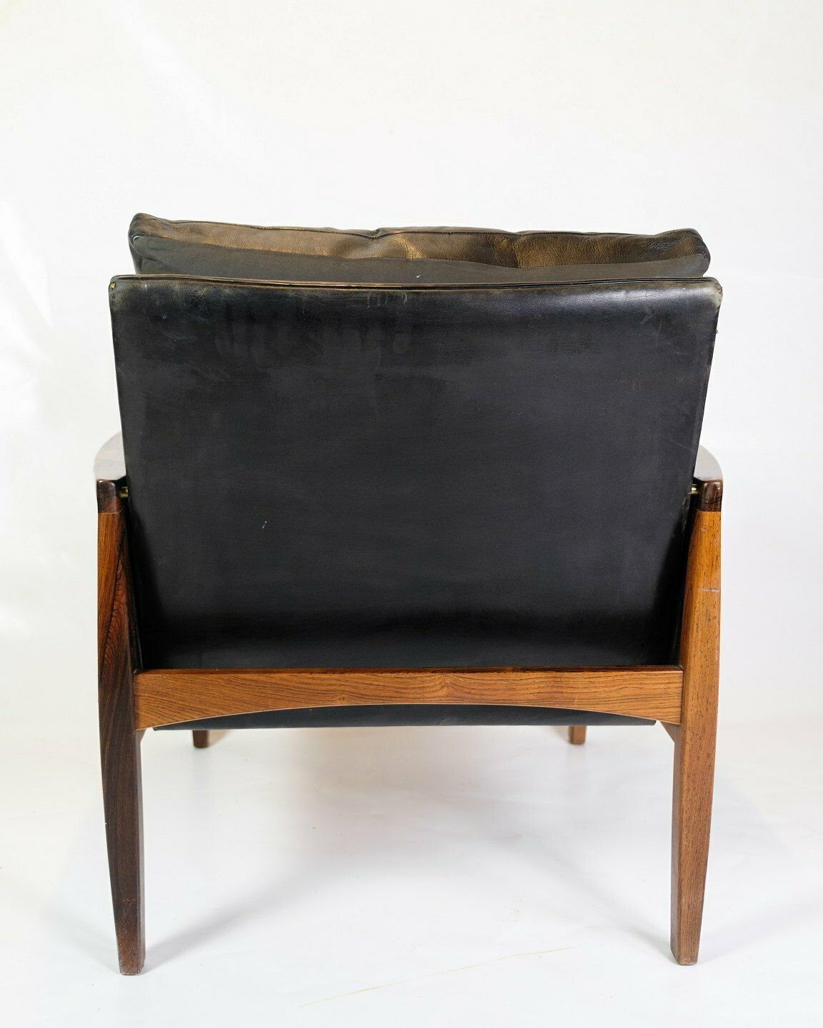 Armchair In Rosewood  & Black Leather By Hans Olsen For Brdr. Juul Kristensen From 1960s photo buy