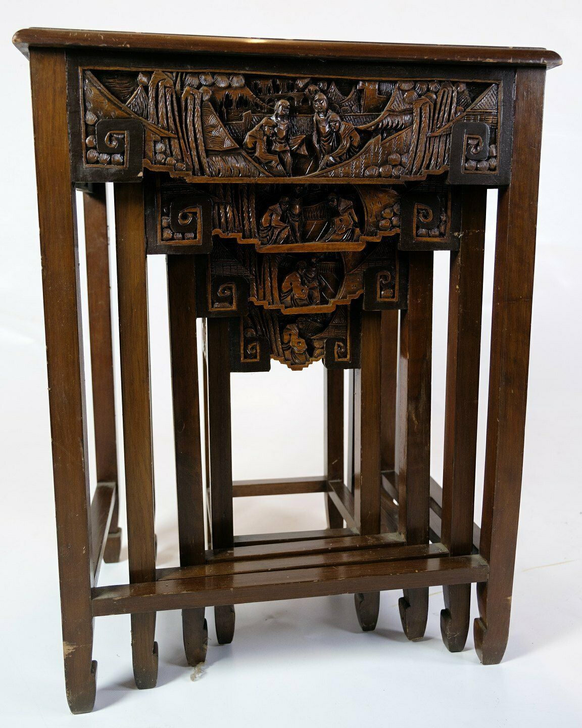 4 Antique Side Tables/Side Tables In Chinese Style Made In Mahogany  & Decorated With Various Motifs From 1930s photo buy