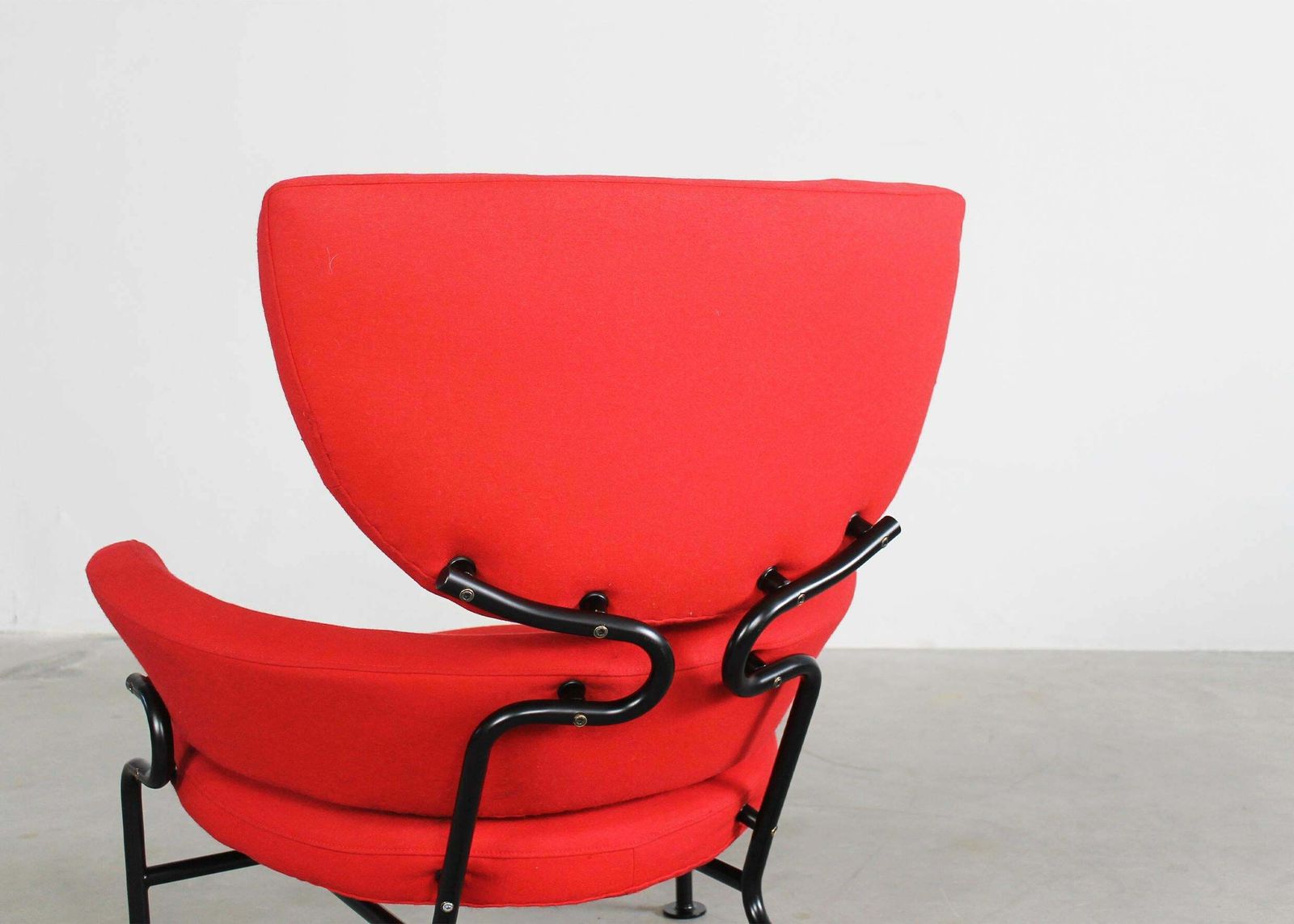 Franco Albini Pl19 Or Tre Pezzi Armchair In Red Fabric By Poggi 1970s photo vinterior