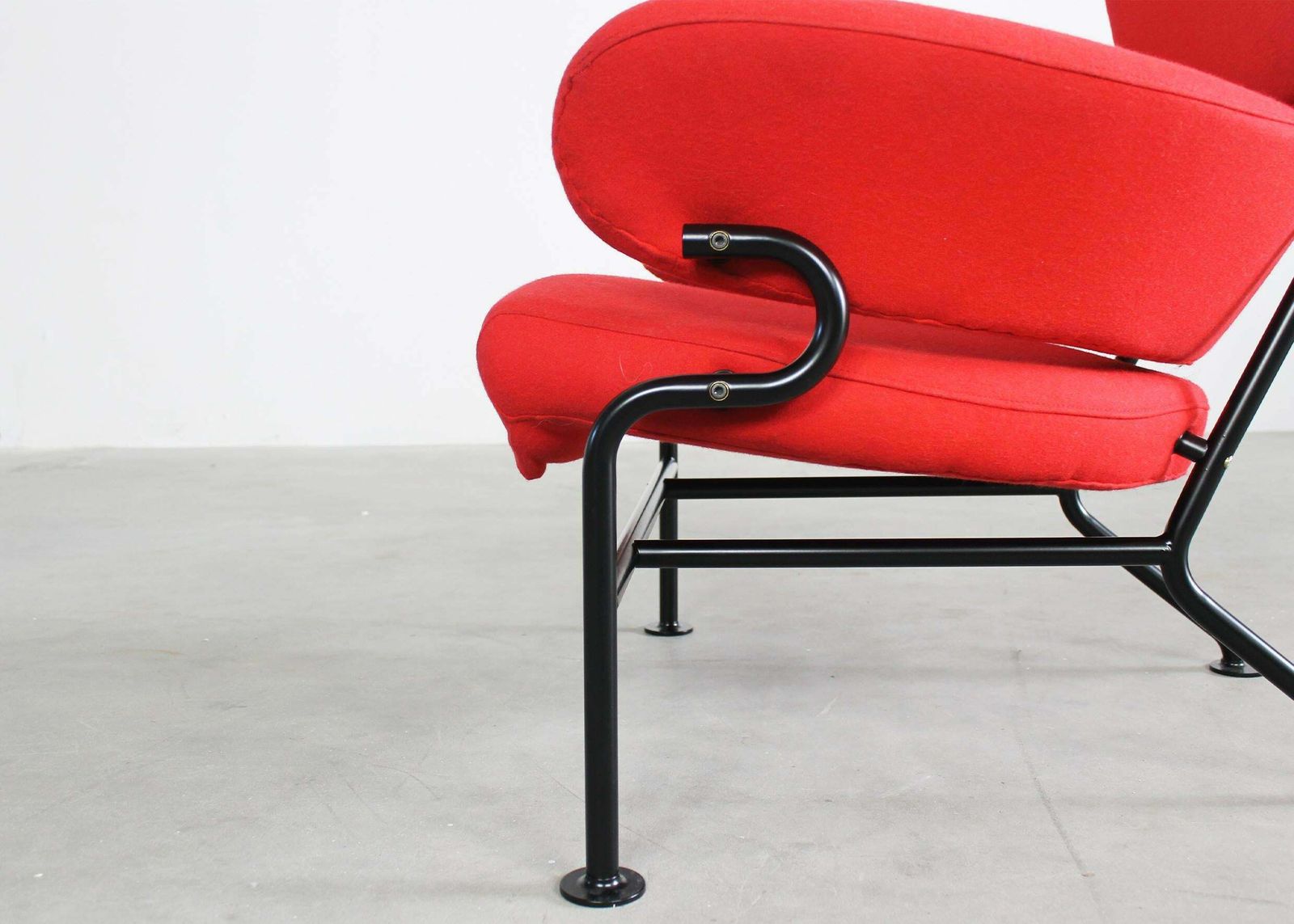 Franco Albini Pl19 Or Tre Pezzi Armchair In Red Fabric By Poggi 1970s photo buy