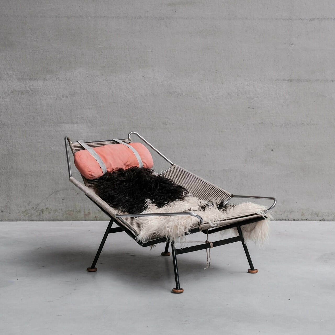 photo for sale Pair Of Original Hans Wegner Flag Halyard Lounge Chairs For Getama