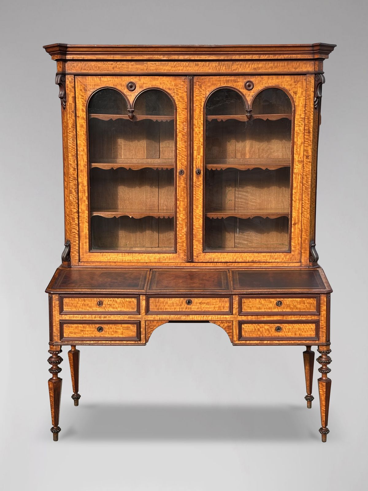 Fine 19th Century French Louis Philippe Maple Bureau Bookcase photo 2880.0