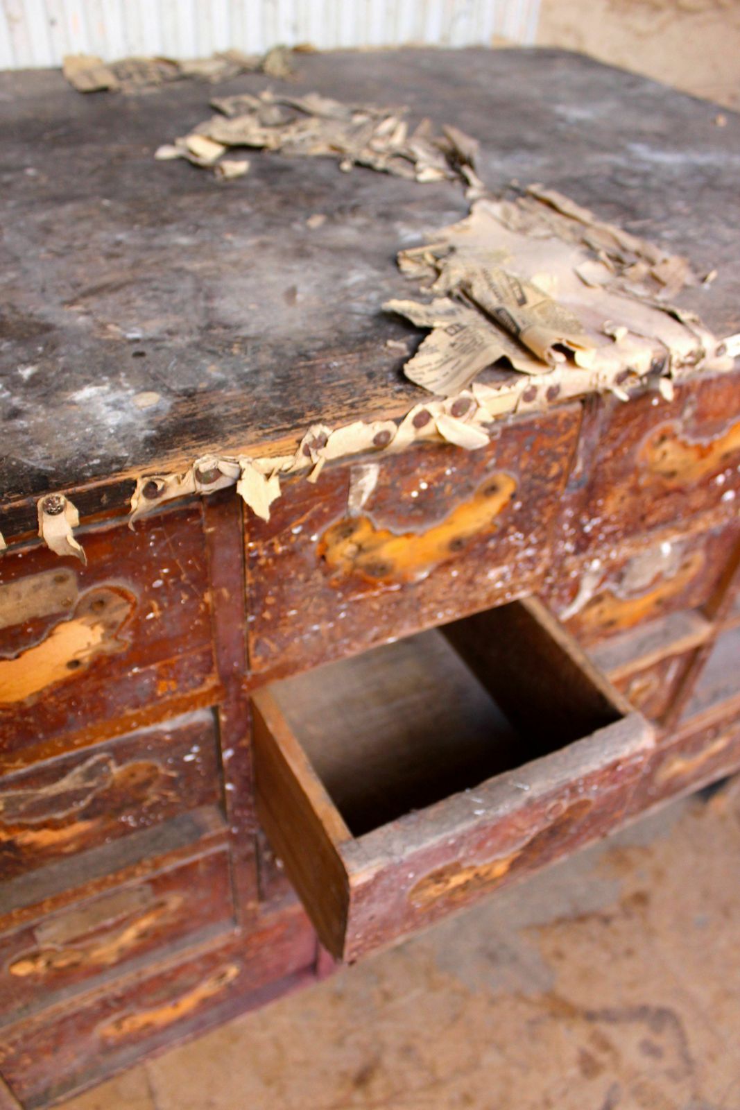 19thc. Rack Of Drawers In Country Out House Condition. photo furniture