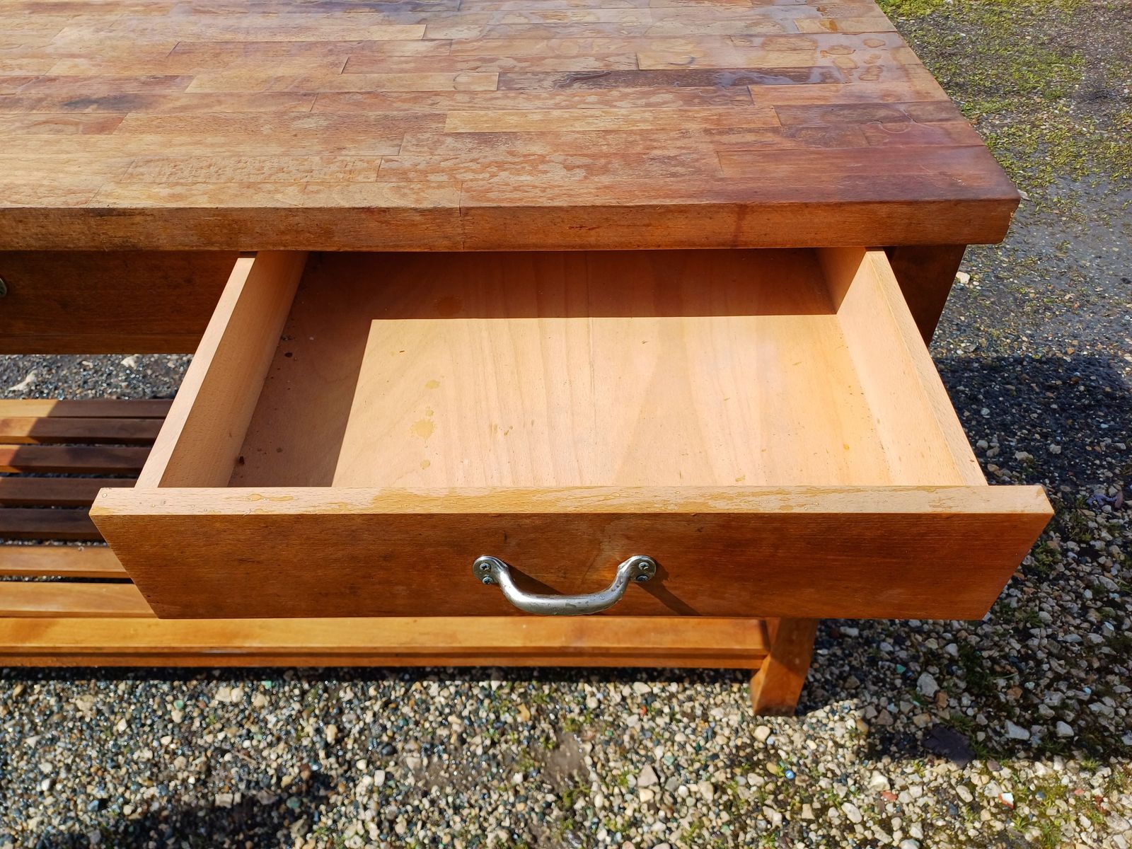 Wooden Drapery Table, 3 Drawers. photo vinterior