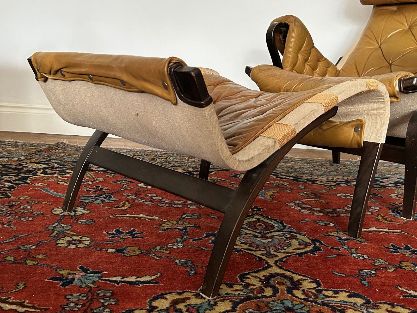 A Pernilla Leather Lounge Chair And Footstool By Bruno Mathsson For Dux, 1960s. photo buy