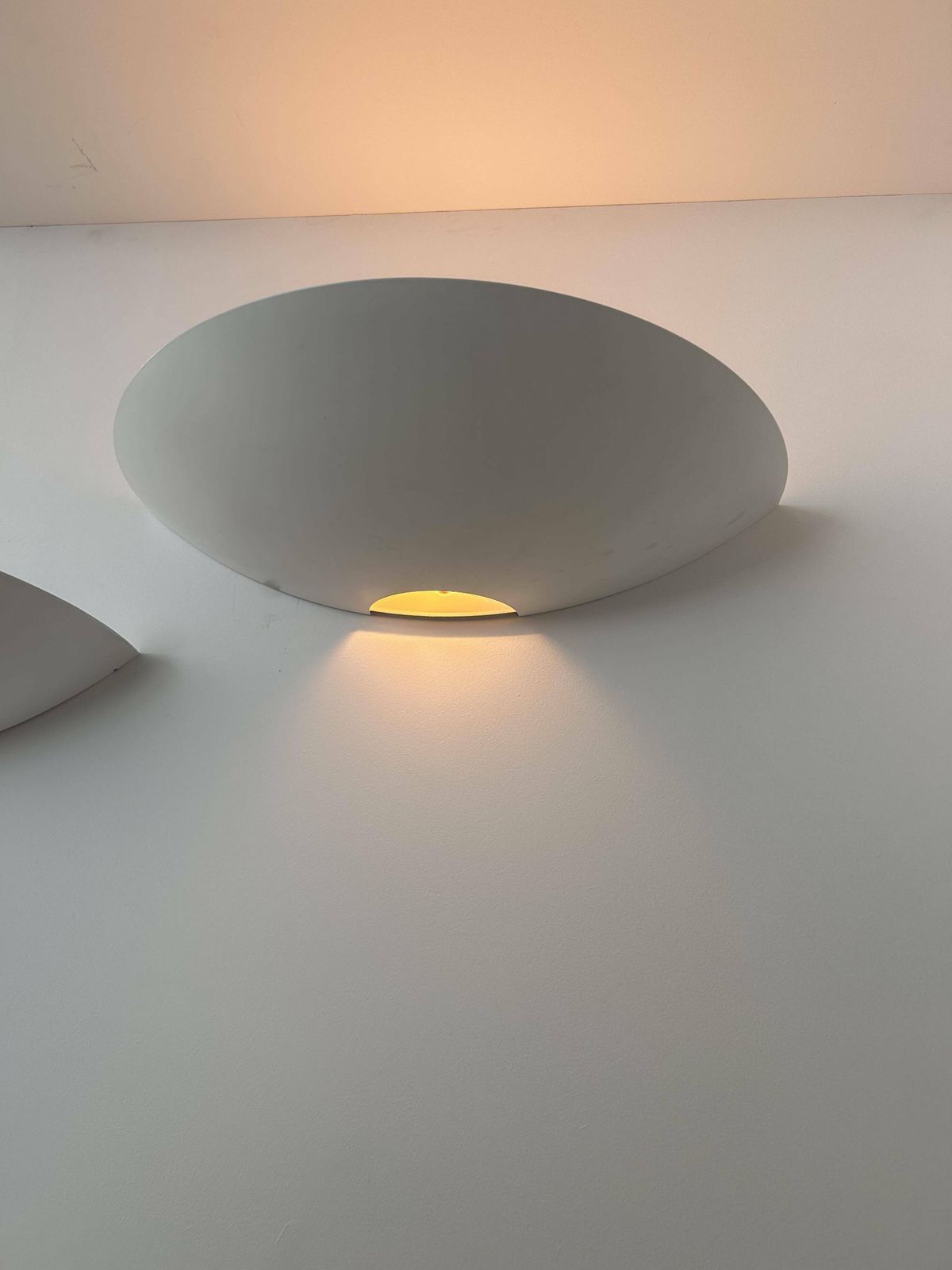 Pair Of Vintage Wall Lights, White Lacquered Metal, Germany 1980s photo for sale