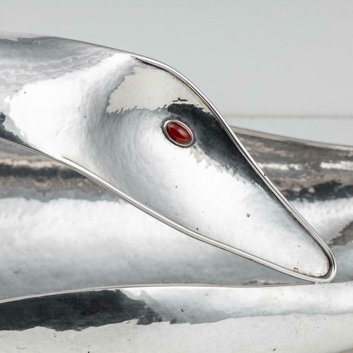 photo for sale Italian Silver Baguette Tray In The Form Of A Swan, By Finzi C.1970