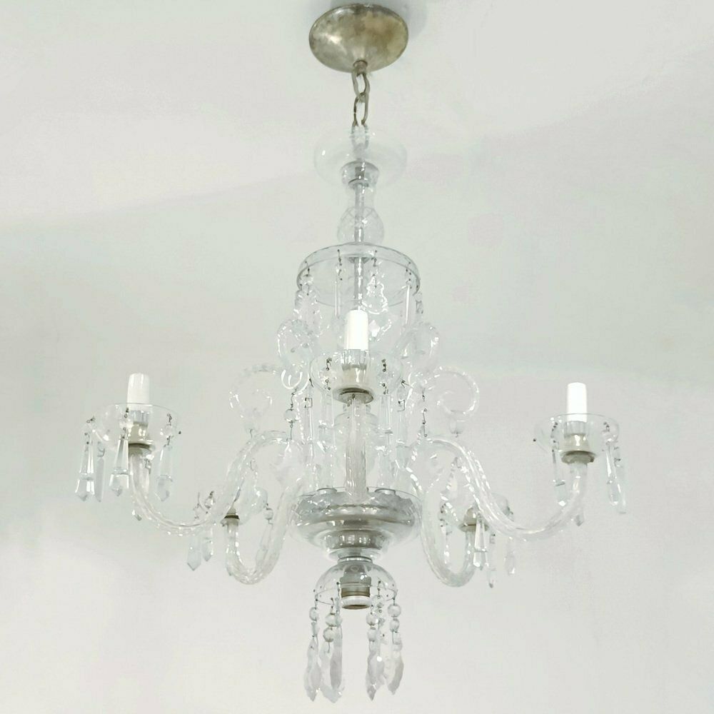 Bohemian Cut Lead Crystal Chandelier, 1930s photo Lighting