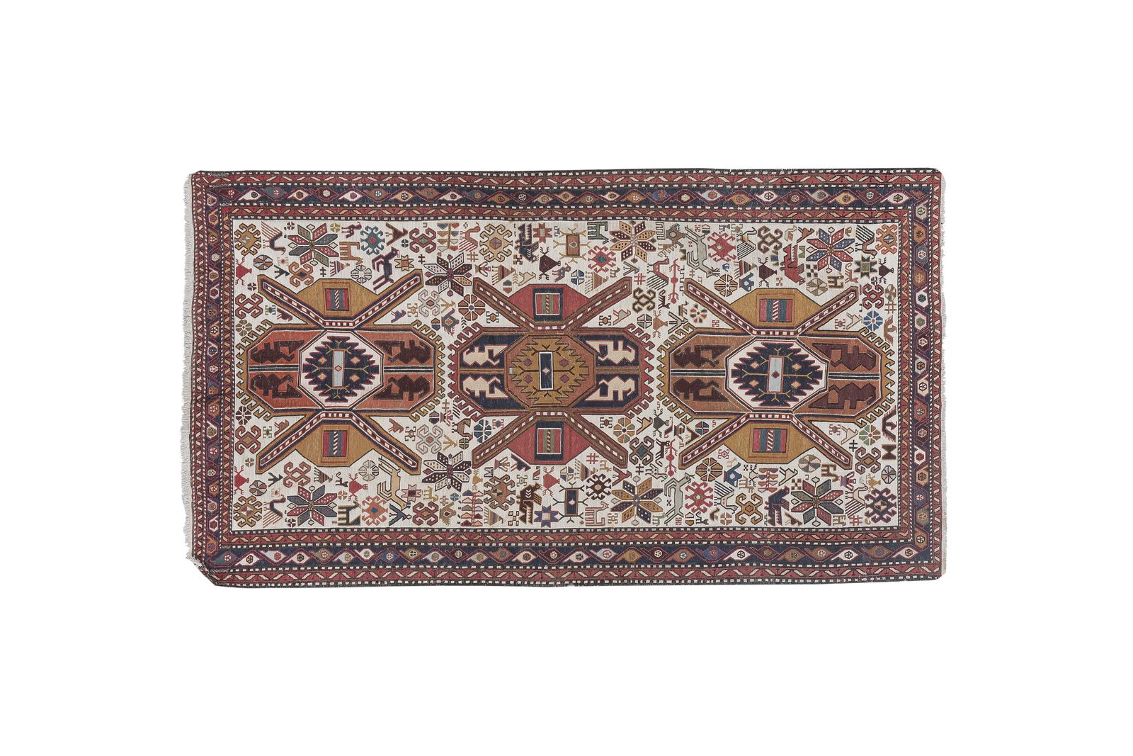 1960s Turkish Animal Pictorial Soumac Rug 3'4'' X 6'4'' photo for sale