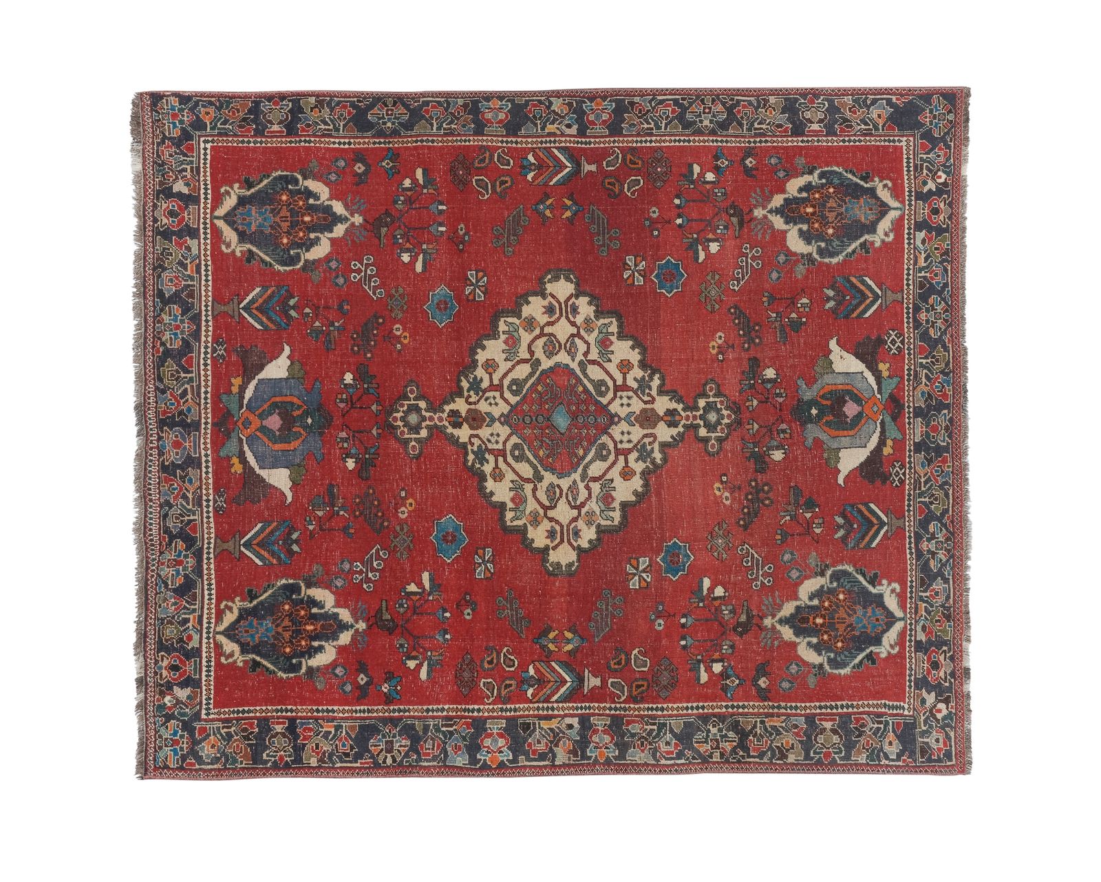 Vintage Red Hand Knotted Turkish Oushak Rug 5'7" X 7'1" photo furniture