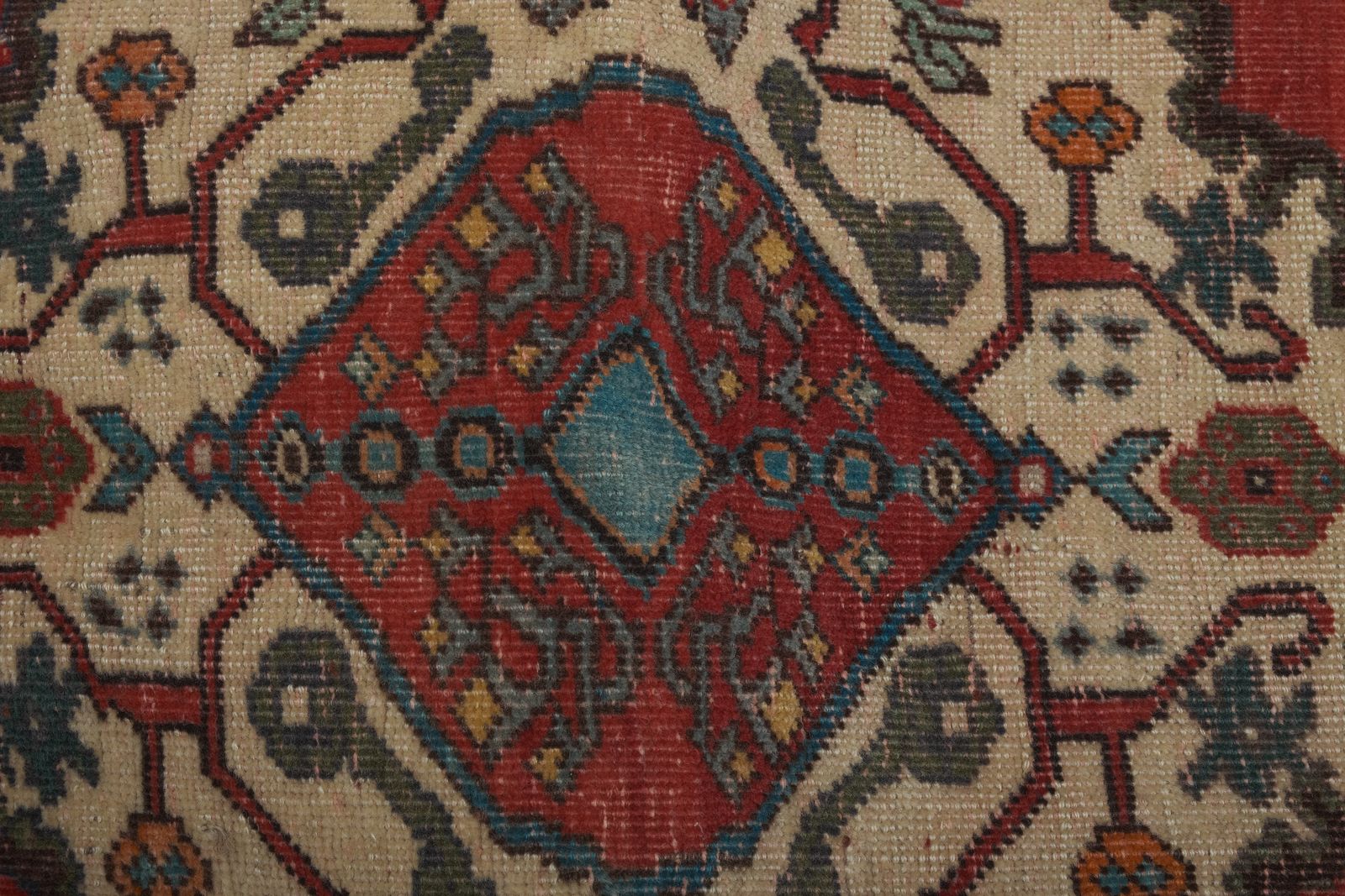 Textiles Vintage Red Hand Knotted Turkish Oushak Rug 5'7" X 7'1" photo