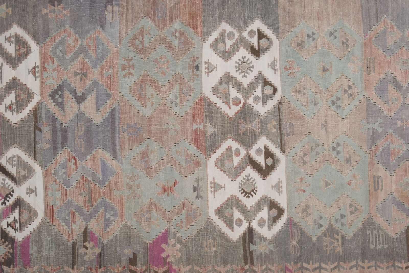 Textiles 1960s Turkish Pastel Foyer Kilim Runner 4'8'' X 13'9'' photo