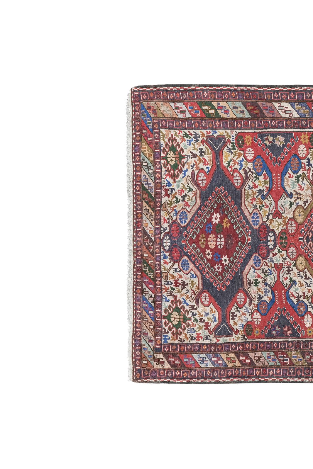 1960s Animal Patterned Soumac Rug 3'10'' X 6'5'' photo Textiles