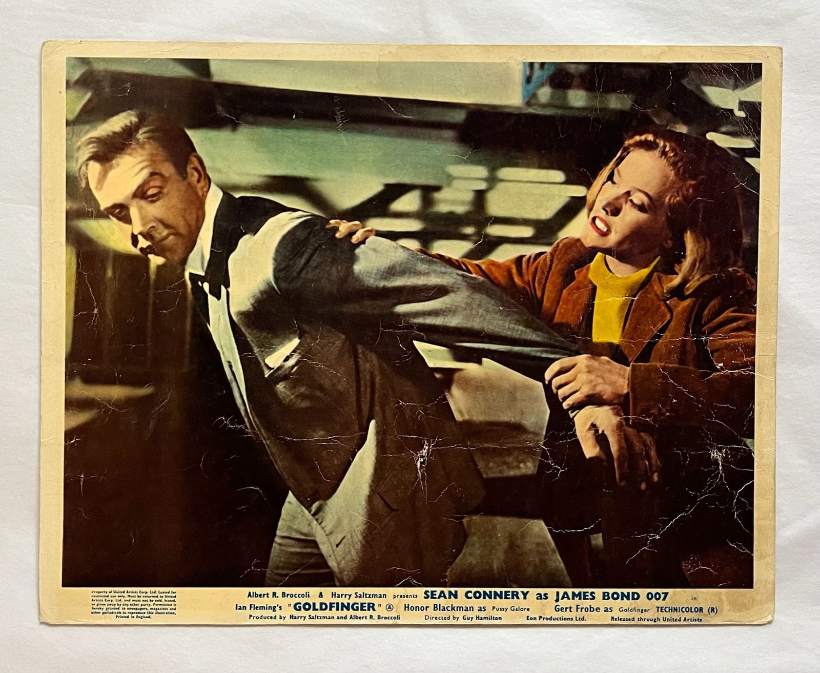 James Bond Goldfinger   Original 1964 Lobby Card photo furniture