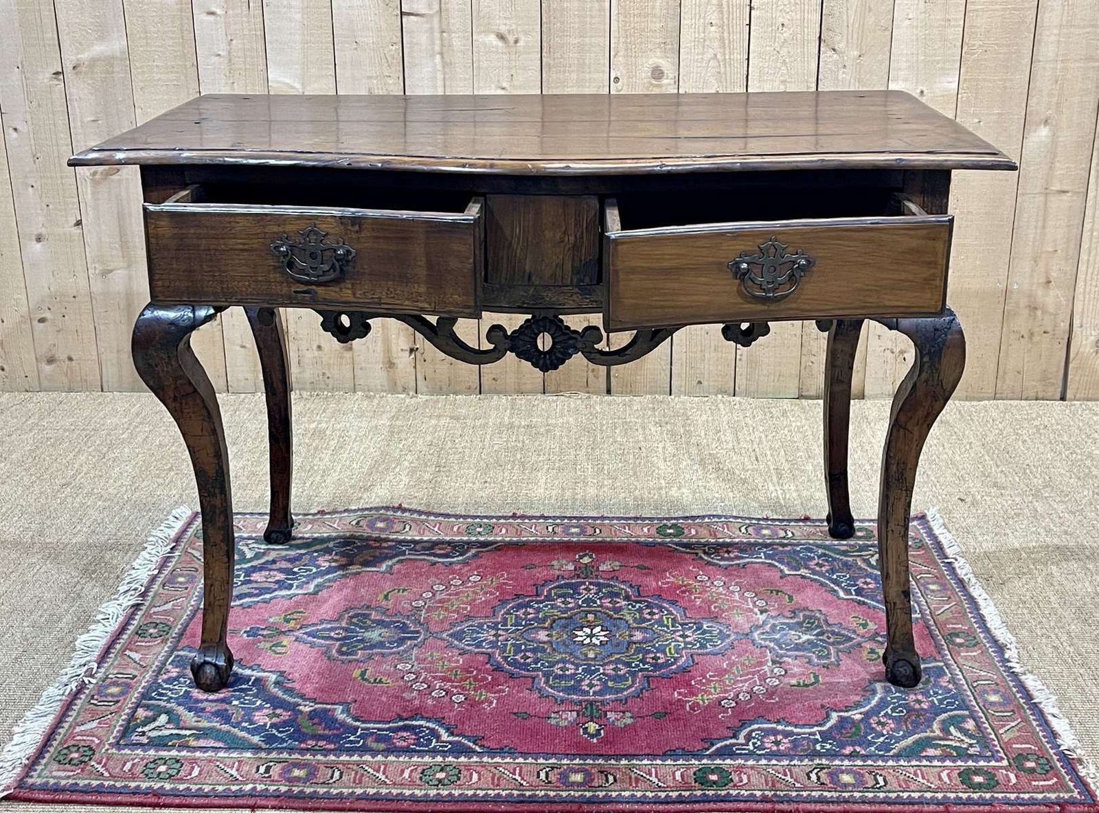 Furniture Rustic English Console From The 18th Century In Chestnut And Cherry photo