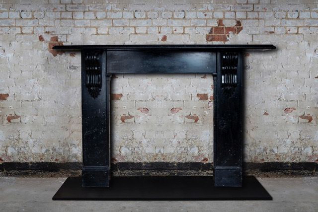 Original Early Victorian Black Belgian Fossil Marble Corbel