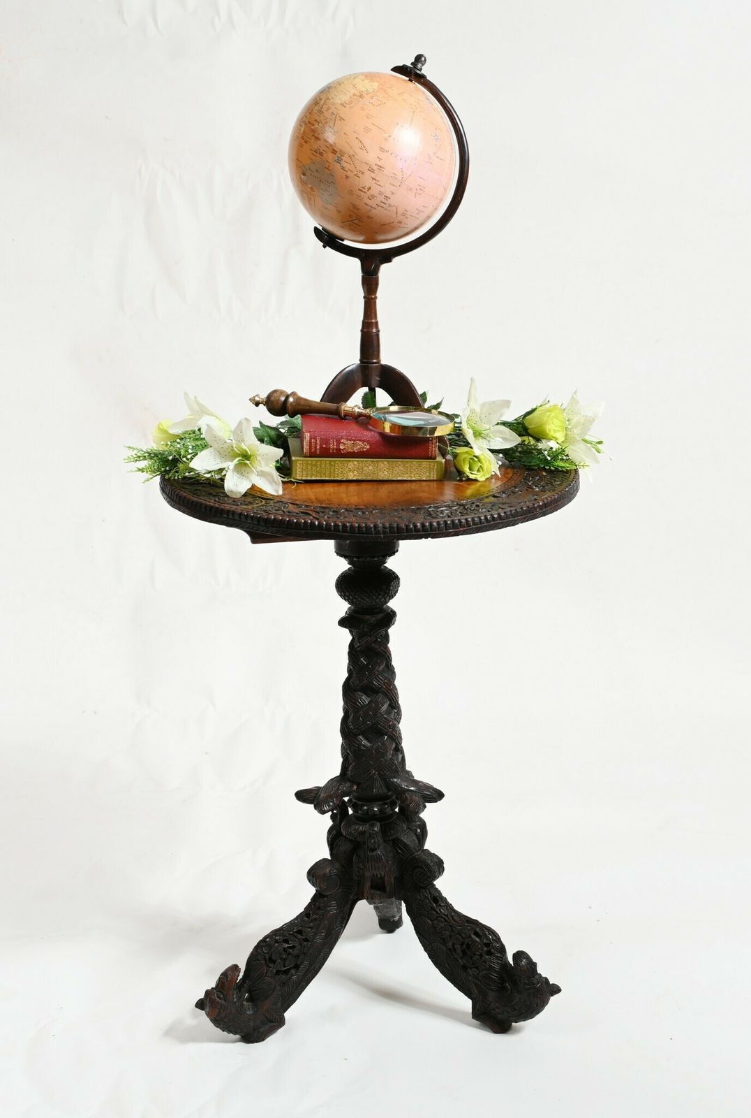 Carved Burmese Side Table Myanmar Burma Furniture 1840 photo for sale