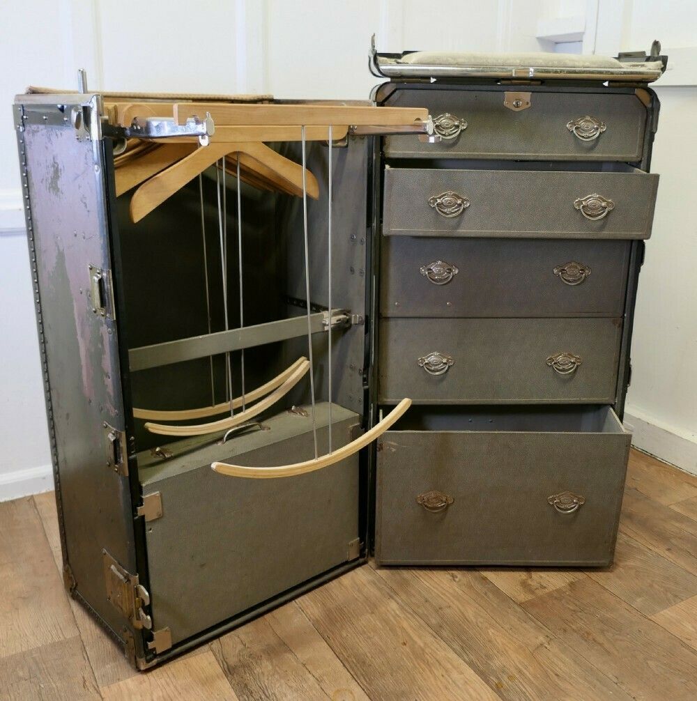 photo for sale Art Deco Steamer Trunk Or Cabin Wardrobe By Hartman Luggage Co.