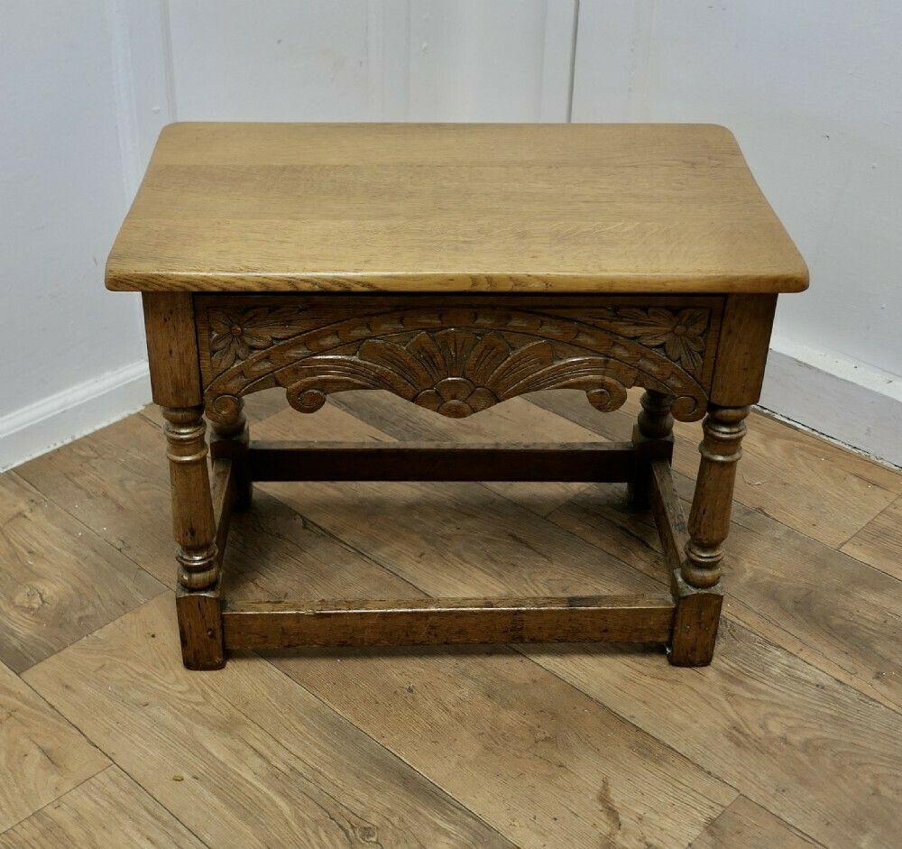 Arts And Crafts Oak Joint Stool, Occasional Table With Drawer photo furniture