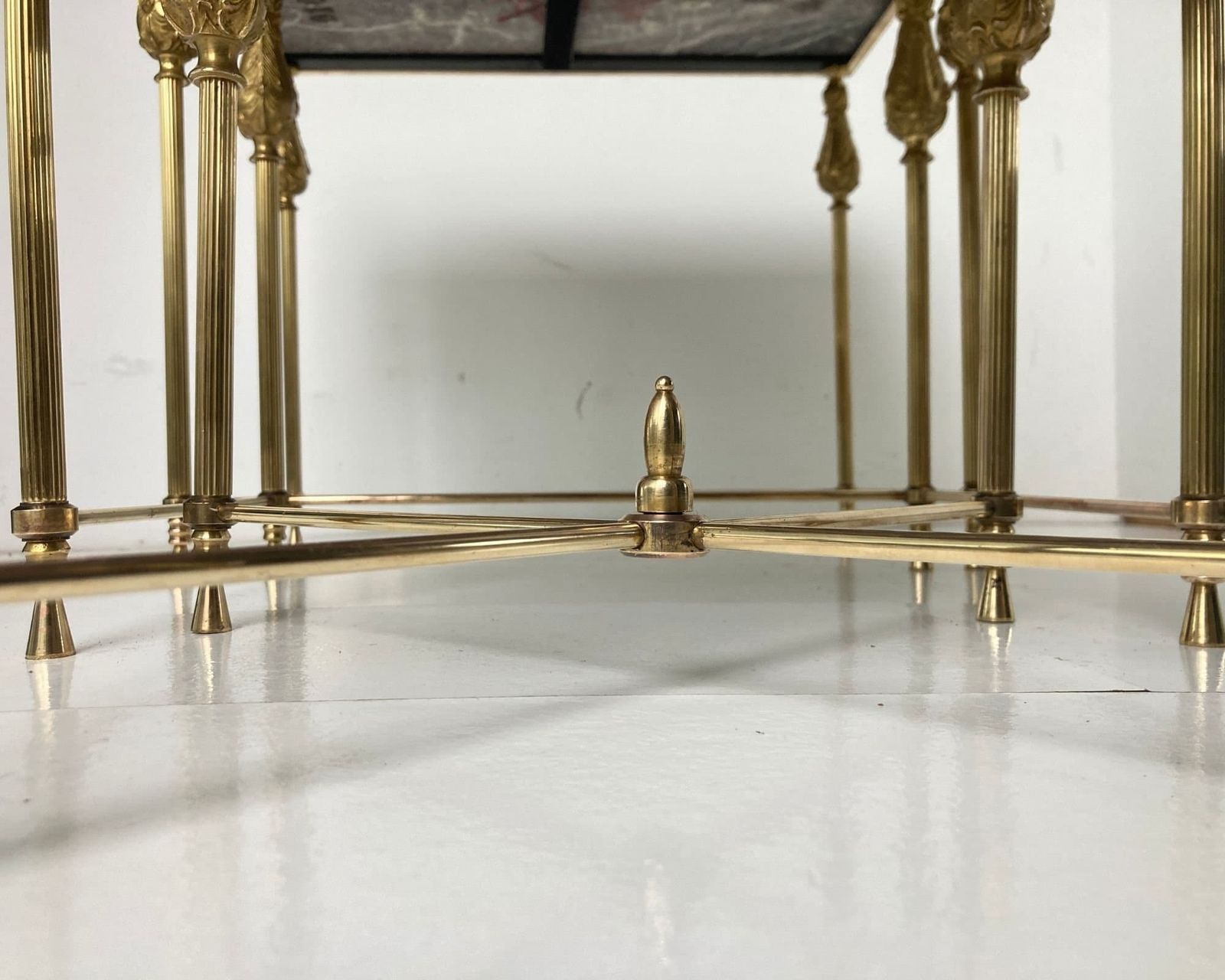 Marble Nesting Tables Brass | Brown Marble | 3pcs | Completely Restored And Polished! photo vintage