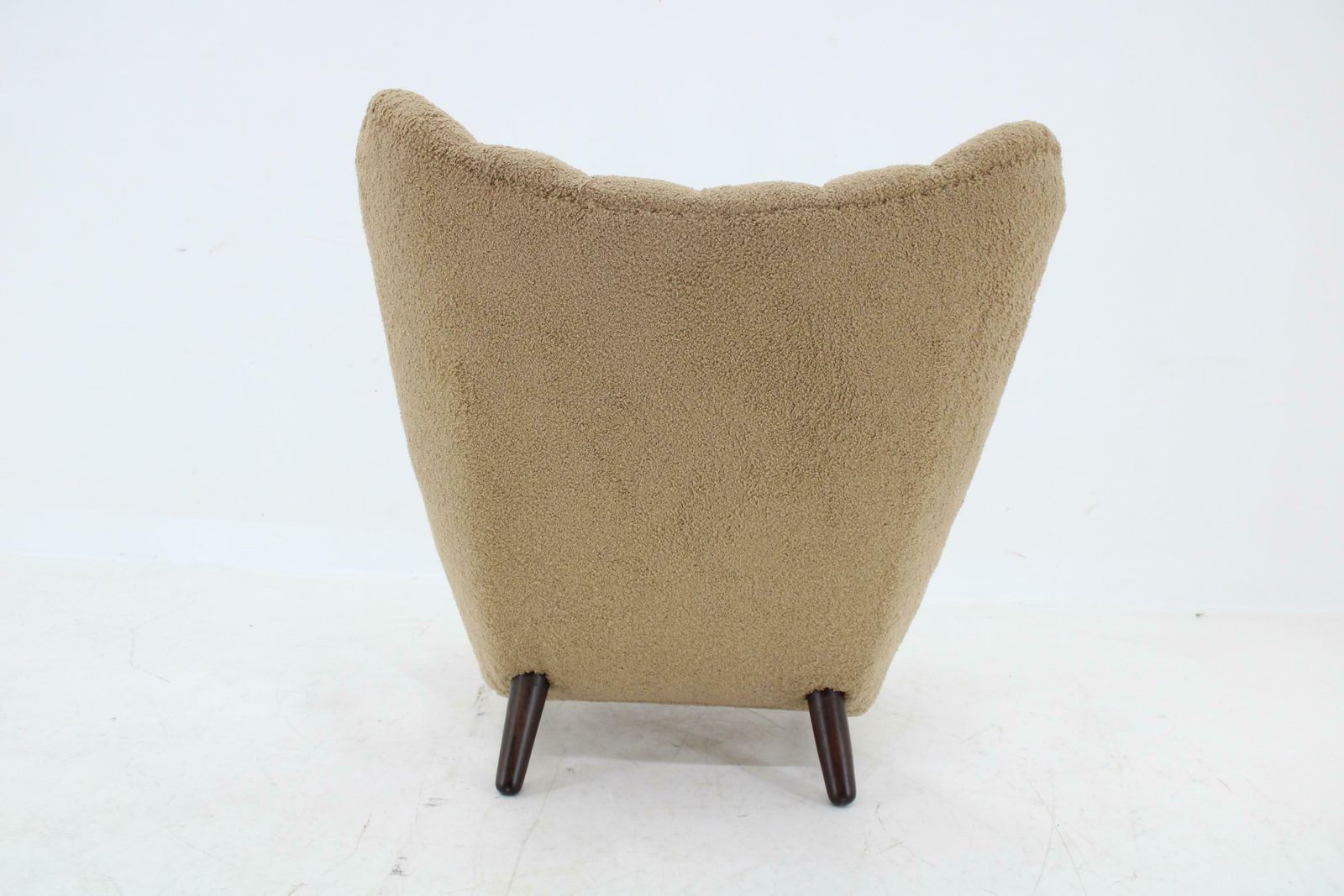 2920.0 1940s Restored Wing Armchair In Boucle Fabric, Czechoslovakia photo