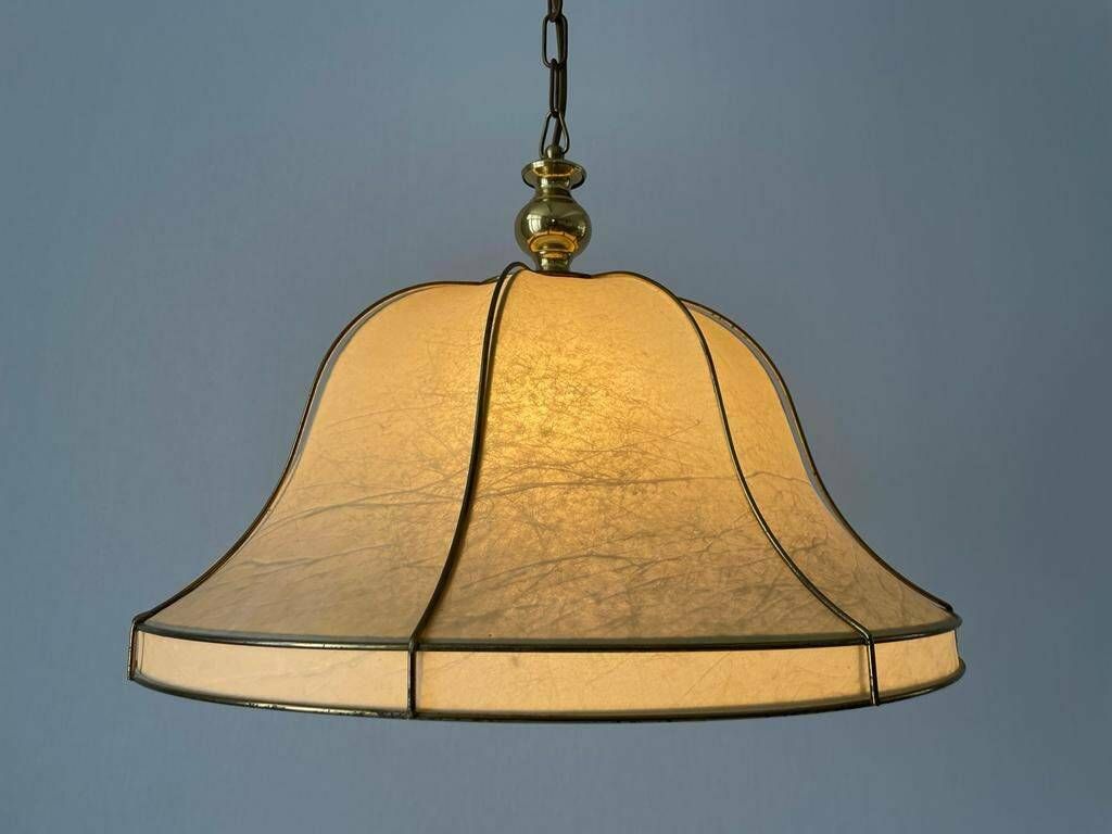 Unusual Design Cocoon Pendant Lamp With Gold Metal Shade Frame, 1960s, Germany photo furniture