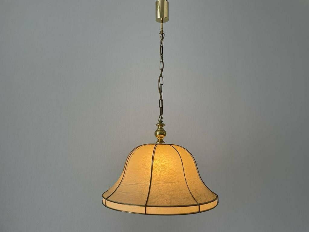 Unusual Design Cocoon Pendant Lamp With Gold Metal Shade Frame, 1960s, Germany photo Lighting